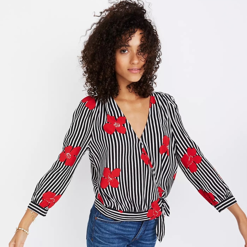 Madewell Wrap Top in Candied Orchids